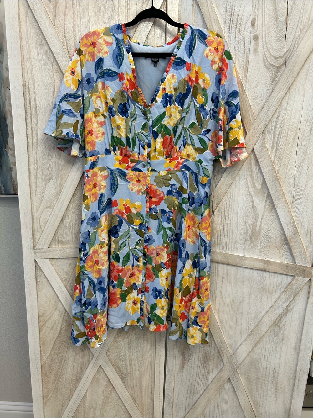 Maggy London Light Blue Floral Trim Dress